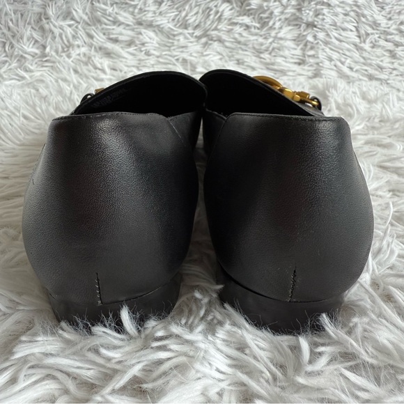 Tory Burch Jessa Black Leather Loafers and Gold Metal Horsehead Hardware Size 8 - Picture 4 of 9
